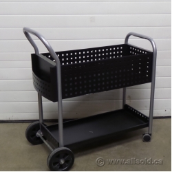 Black Metal Rolling Mail File Cart